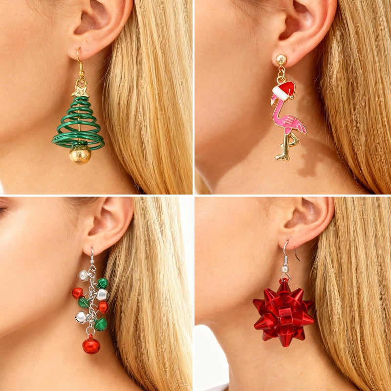 YANCHUN Christmas Earrings for Women Stuff Best Christmas Gifts 2025 Jingle Bells Tree Deer Santa Candy Snowflake Bow Earring Cute Xmas Earrings Dangle Accessories Holiday Jewelry Outfits Stocking Stuffers - Image 2